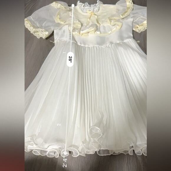 Vintage Union Made Girls Dress Size 7 Ruffle Lace Pleated Short Sleeve 80s Style - Picture 16 of 16